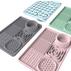 Color options for the dog & cat silicone lick mat feeding tray, available in green, pink, sky blue, and gray.