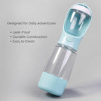 Portable dog and cat travel bottle with a leak-proof, durable, and easy-to-clean design for dogs and cats.