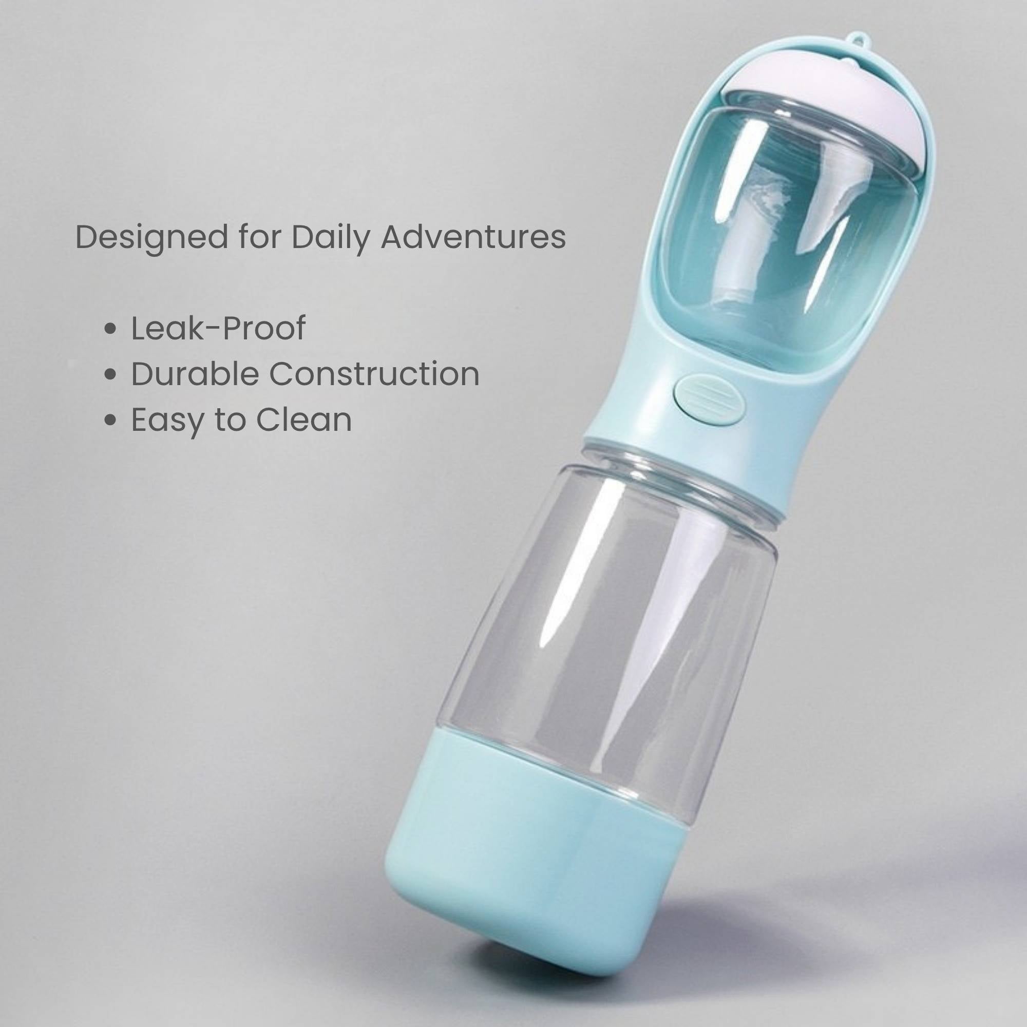 Portable dog and cat travel bottle with a leak-proof, durable, and easy-to-clean design for dogs and cats.