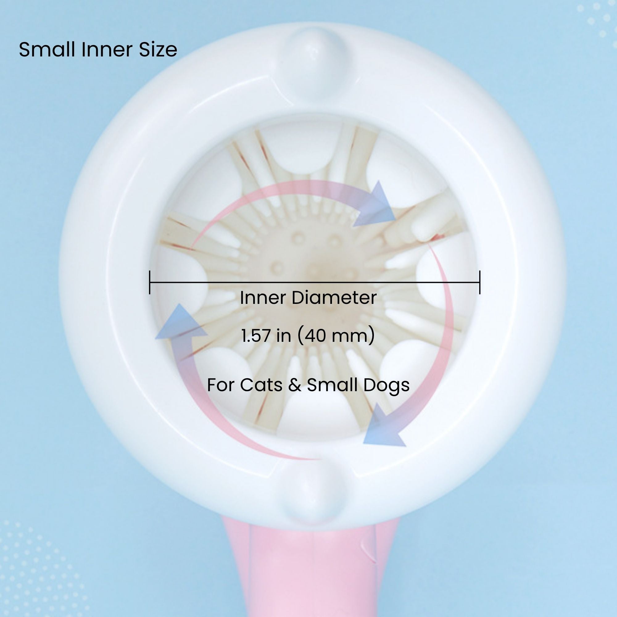 Small inner size pet paw cleaner with 1.57 in (40 mm) inner diameter.