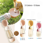 Portable dog and cat water bottle available in three colors and three sizes.